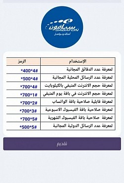 أكواد سبأفون